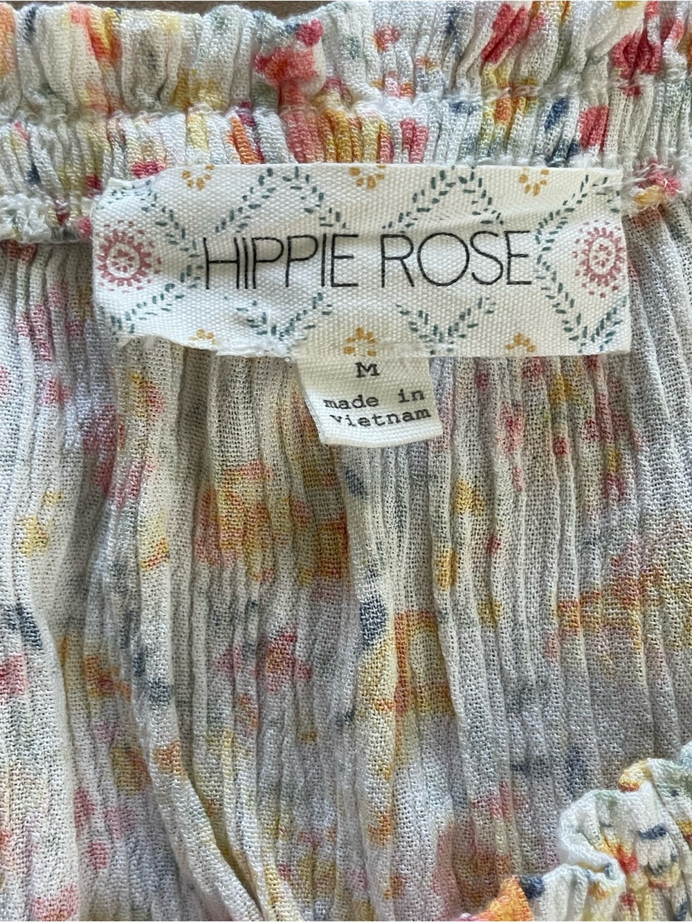 Hippie Rose Floral Cottagecore Blouse Peasant Puff Sleeve Tie Front Prairie Top - Picture 5 of 6